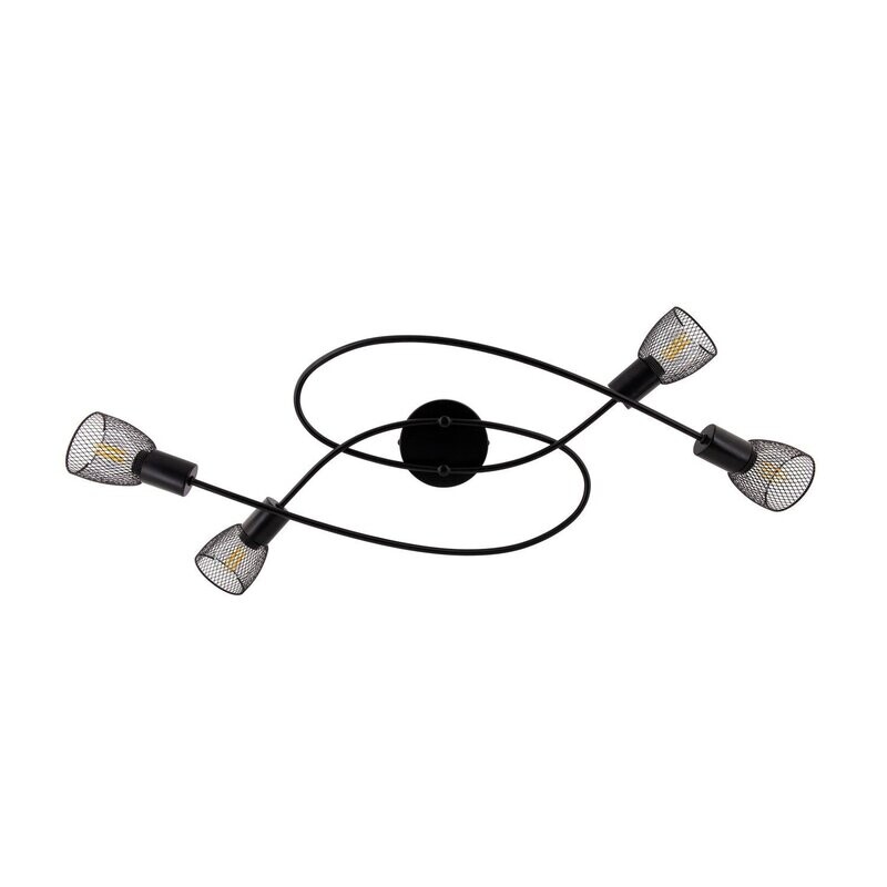 Lampe de Plafond Design Grid 4 Spots Noir