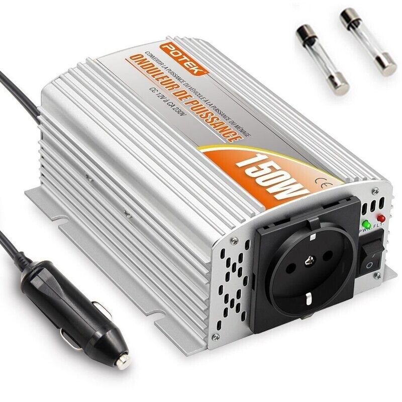 CONVERTISSEUR DE TENSION 12V A 230V 150W ALUM
