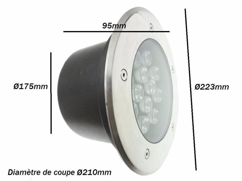 SPOT EXTERIEUR ENCAST. SOL LED 18W IP65 BN