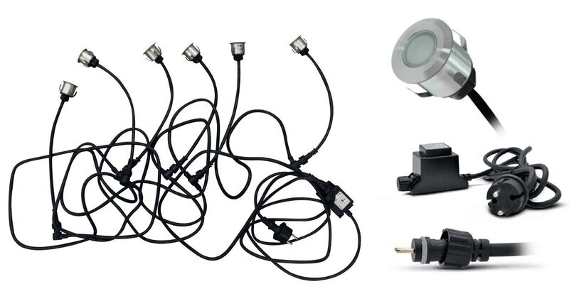 KIT SPOT LED TERRASSE 6x0,6W 12V 3000°K