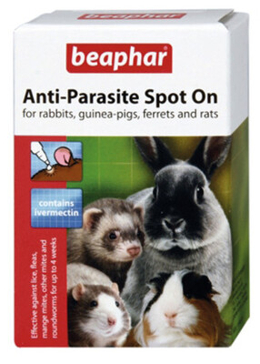 Beaphar Anti-Parasite Spot On for Rabbits, Guinea Pigs, Ferrets and Rats - 4pk