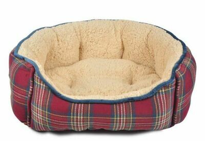 Woof &amp; Puur Tartan Plush Lounger Bed - Small