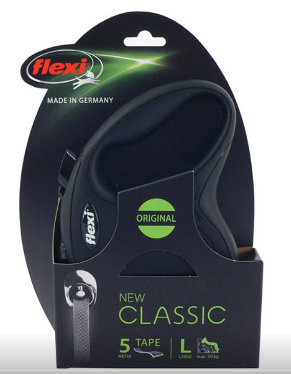 Flexi Classic Tape Extendable Lead 5m Black Large