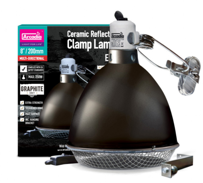 Arcadia Ceramic Reflector Clamp Lamp - Graphite 20cm