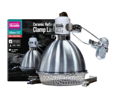 Arcadia Ceramic Reflector Clamp Lamp - Stainless Steel 14cm