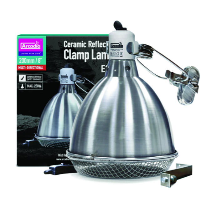 Arcadia Ceramic Reflector Clamp Lamp - Stainless Steel 20cm