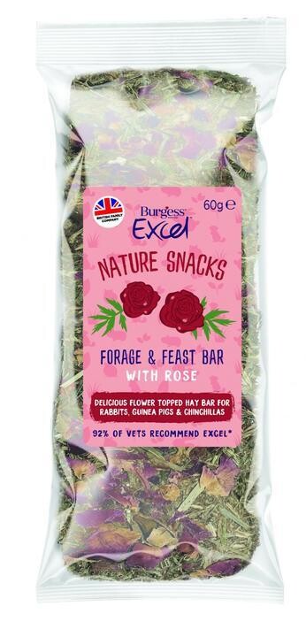 Burgess Excel Forage &amp; Feast Hay Bar - Rose 60g