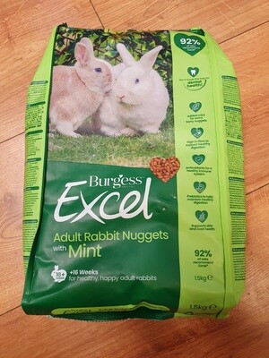 Burgess Excel Adult Rabbit Nuggets with Mint 16+ Weeks - 1.5kg
