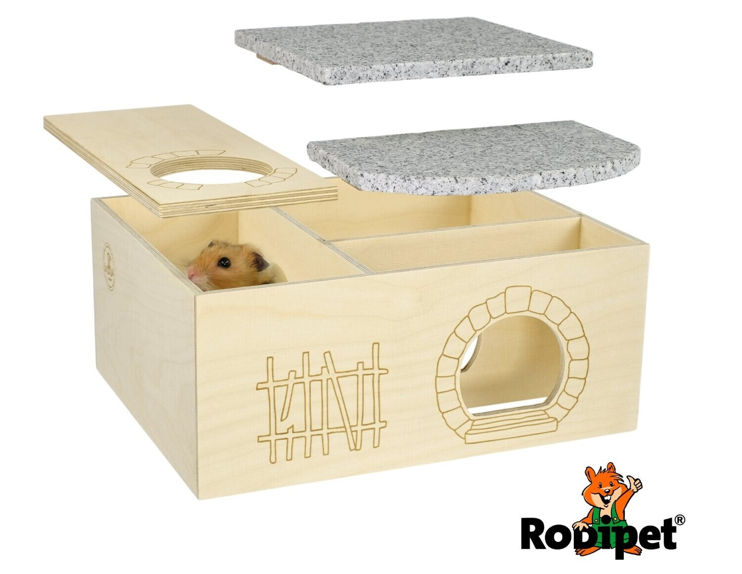 Rodipet® ʄʋʀɬɨɴɡ Goldi Medium Multi-Chamber Hide with Plate Moss