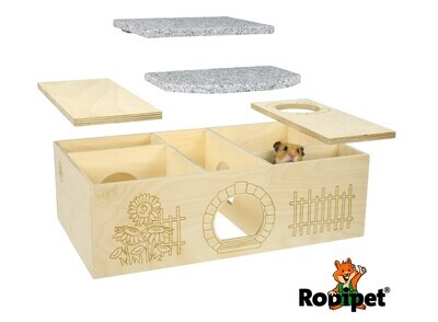 Rodipet® ʄʋʀɬɨɴɡ Goldi Large Multi-Chamber Hide with Plate Moss