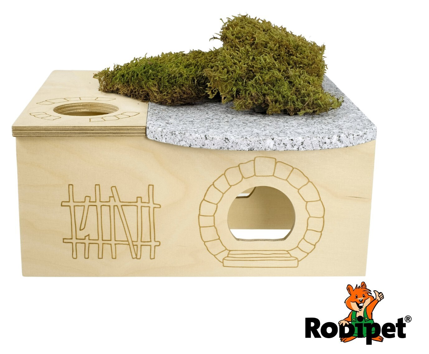 Rodipet® ʄʋʀɬɨɴɡ Dwarf Medium Multi-Chamber Hide with Plate Moss