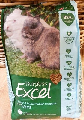 Burgess Excel Dwarf &amp; Junior Rabbit 1+ Weeks - 1.5kg