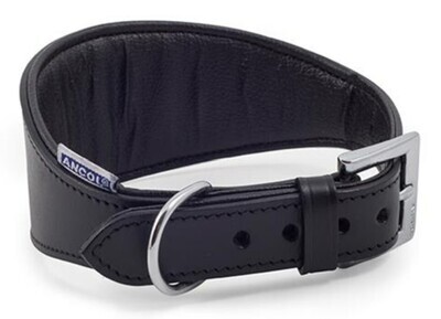 Ancol Luxury Padded Leather Gryehound Collar - Black 48cm