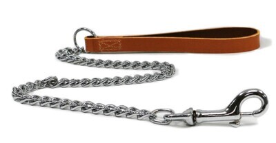 Ancol Medium Chain Lead with Tan Handle - 80cm