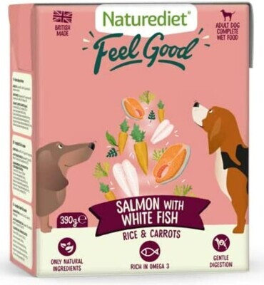 NatureDiet Feel Good Freshly Prepared Salmon with Whitefish - 390g
