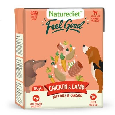 NatureDiet Feel Good Freshly Prepared Chicken &amp; Lamb - 390g