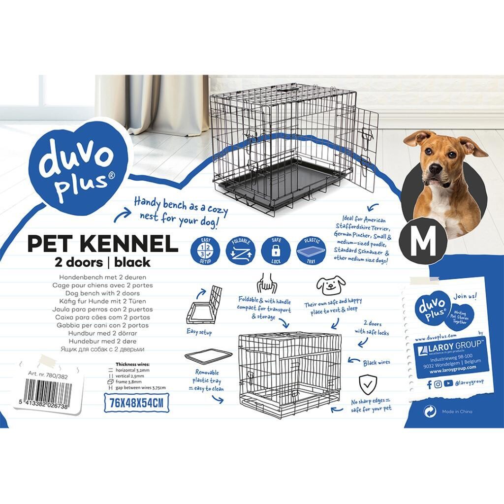 Duvo Dog Crate 2 Doors Plastic Tray M
