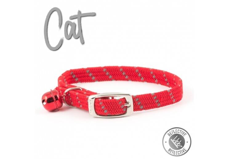 Ancol Softweave Reflective Buckle Cat Collar, Colour: Red