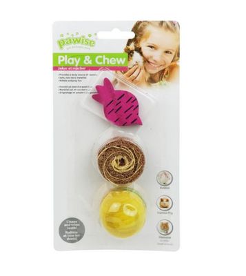 Pawise Wood And Loofah Small Animal Toy Pack