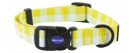 Ancol SoHo Yellow Plaid Dog Collar