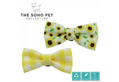 Ancol Yellow Plaid / Sunflower Patterned Bow Tie (2 per pack)