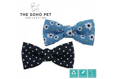 Ancol Blue Polka Dot / Blue Dairy Patterned Bow Tie (2 per pack)