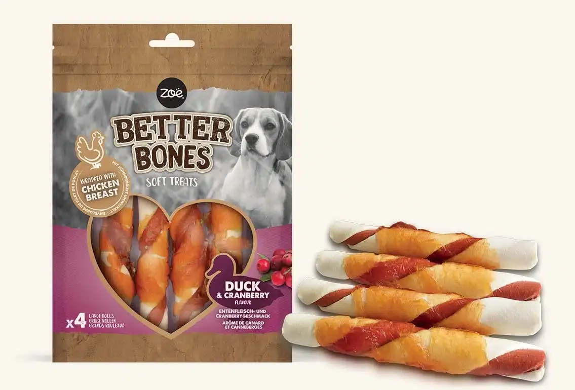 Zeus Better Bones Duck &amp; Cranberry Large Rolls (4)