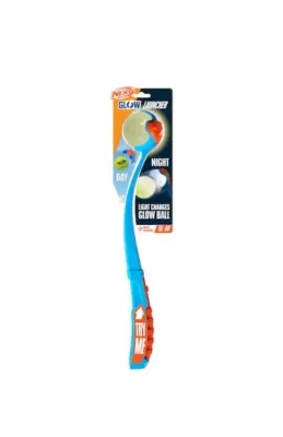 Nerf Dog LED Glow Ball Launcher Dog Toy Hands Free Pickup With Built In Light