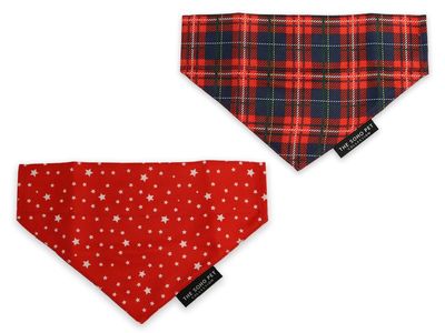 Ancol Blue Tartan / Stars Patterned Bandana 2 per pk