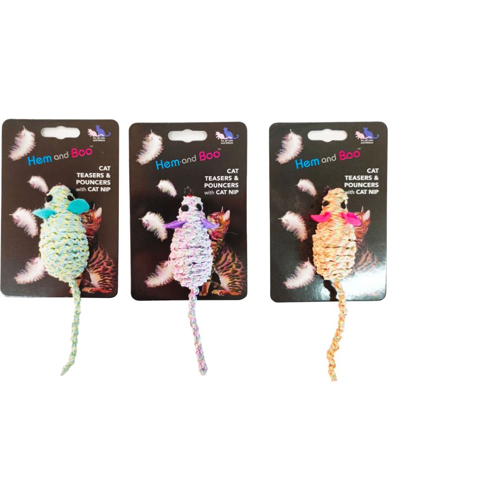 Hem and Boo Elastic Mouse Pouncer with Cat Nip