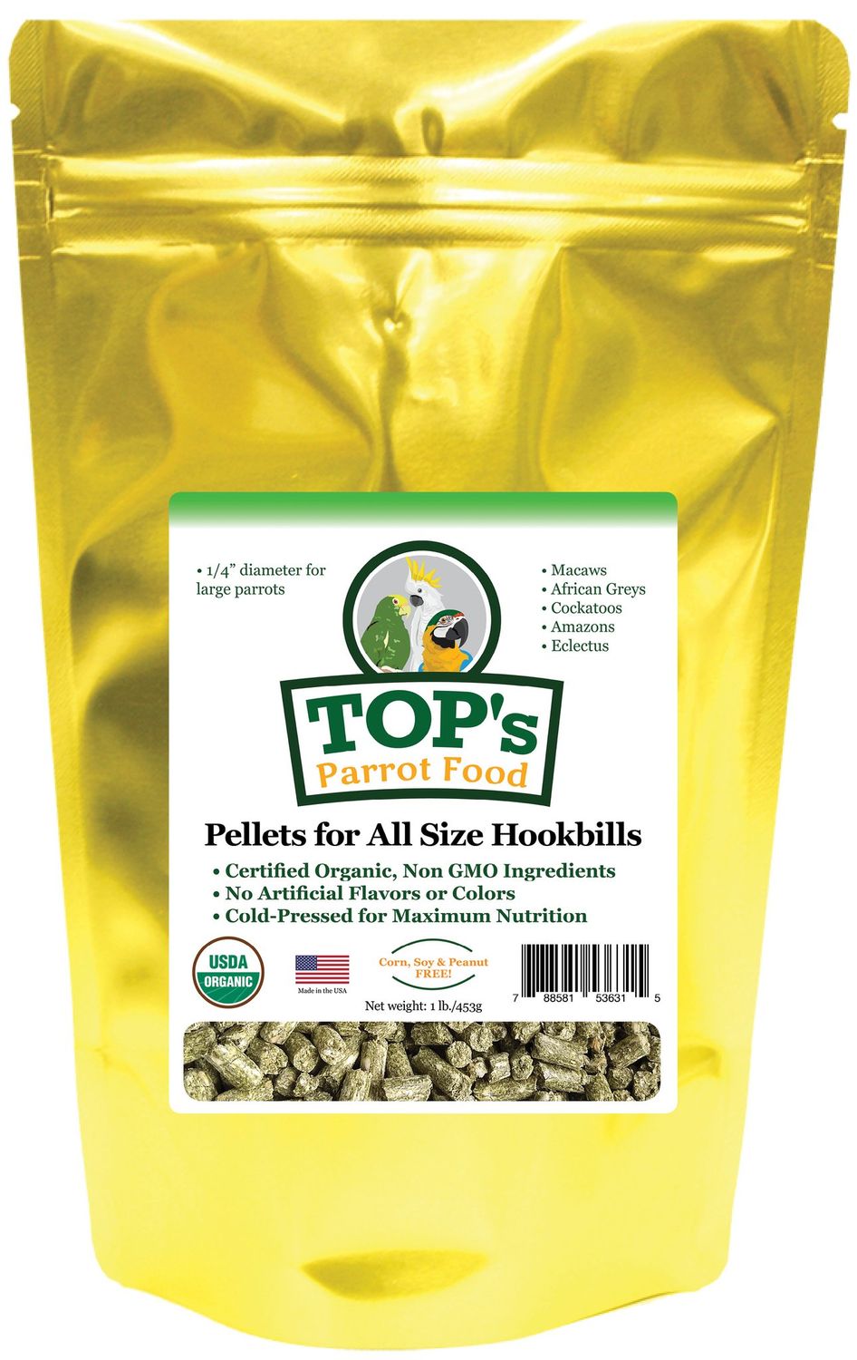 Top's Pellets For All Size Hookbills 1 Lb