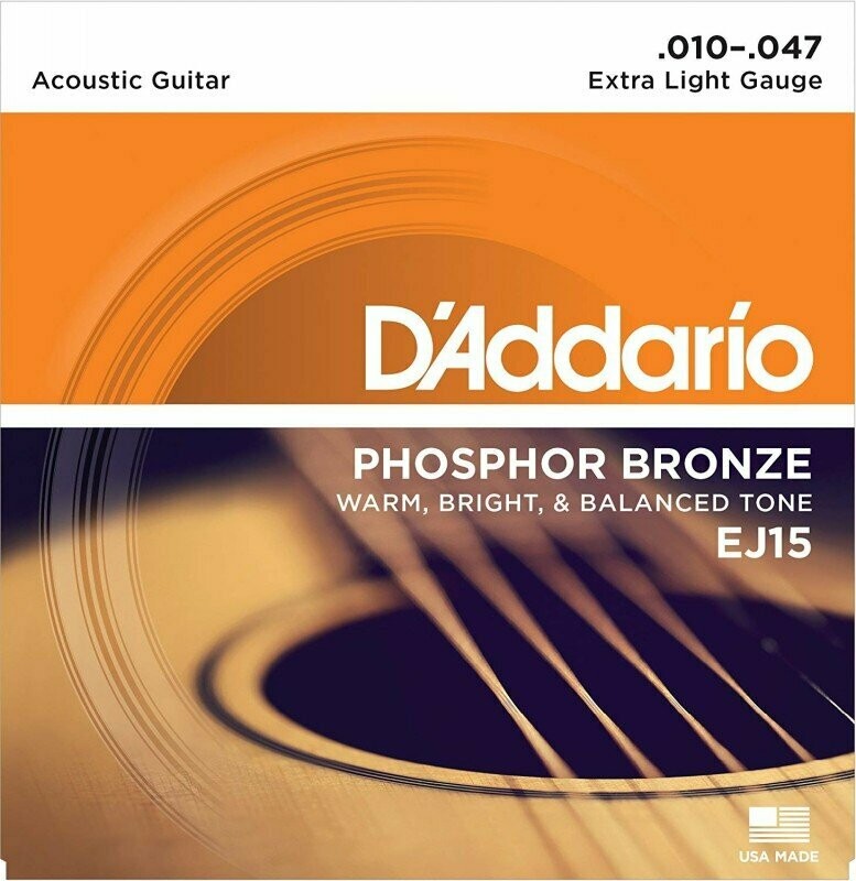 D'Addario EJ15 Set corde chit acustica/folk 10-47 Phosphor Bronze