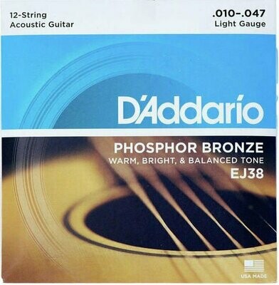 D'Addario EJ38 - Set corde per chitarra acustica/folk 12 corde