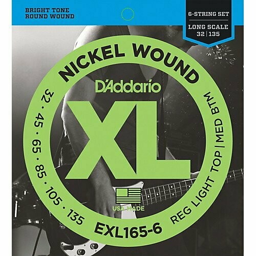 D'Addario EXL165-6 Set corde basso 6 corde Nickel wound 32-135