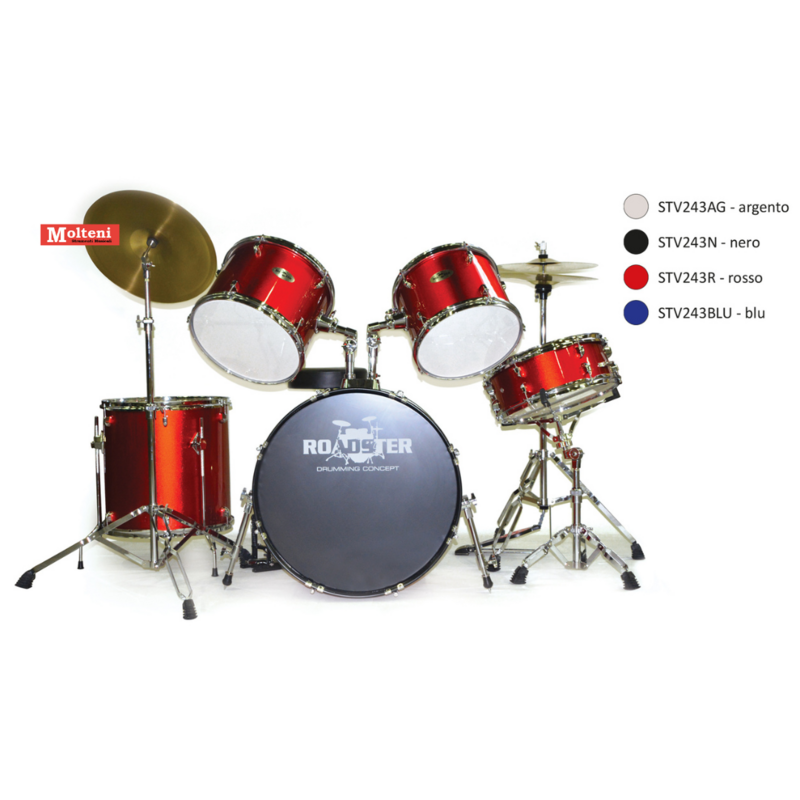 Roadster STV241BLU Batteria junior per bambini 5 pezzi colore blu