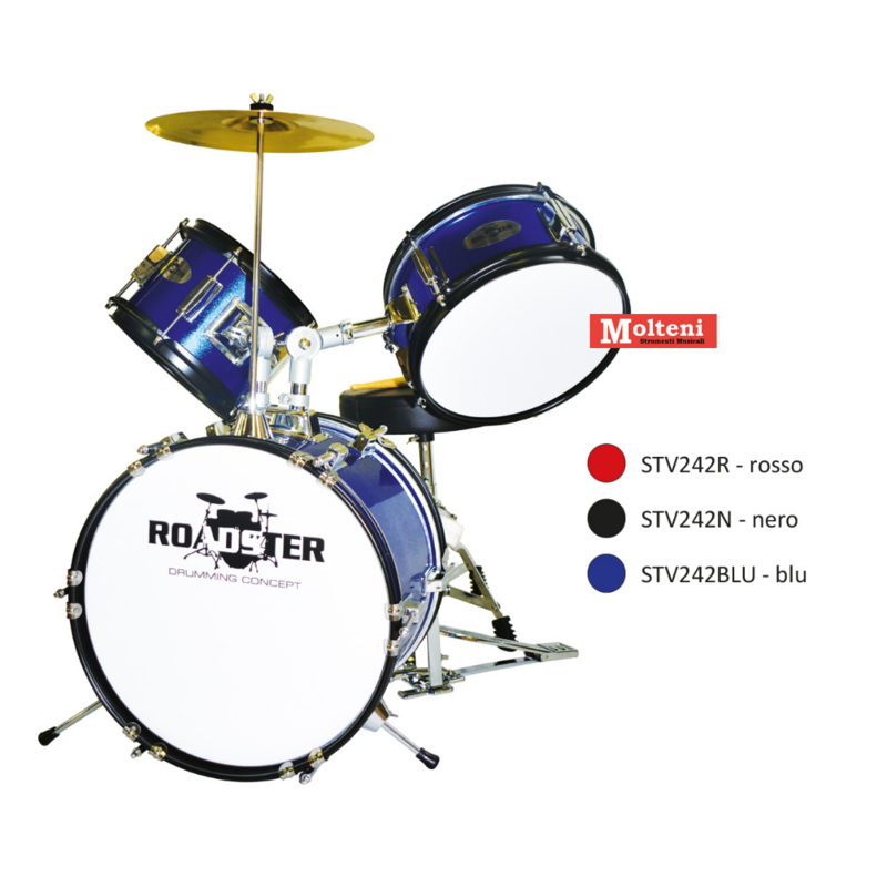 Roadster STV242BLU Batteria junior per bambini 3 pezzi colore blu