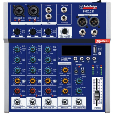 ​Audiodesign Pro PMX.211 - Mixer compatto con multieffetto DSP e Bluetooth