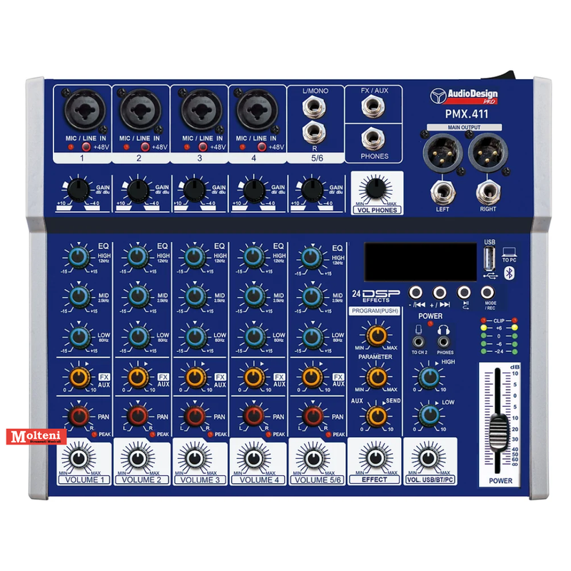 ​Audiodesign Pro PMX.411 Mixer con multieffetto DSP e Bluetooth