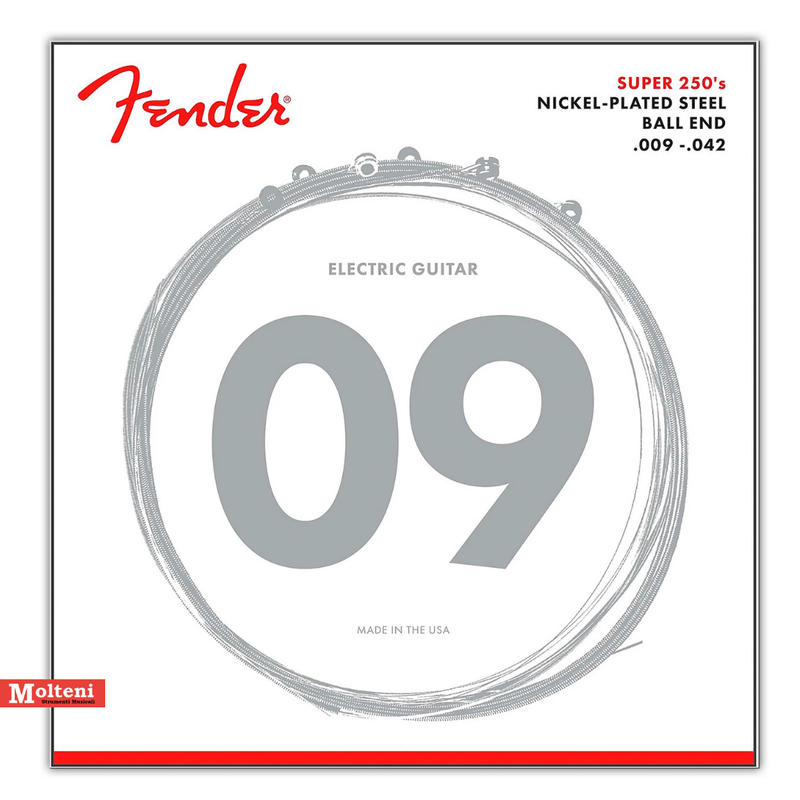 Fender SUPER 250L - Set corde per chitarra elettrica 9-42 NICKEL-PLATED STEEL