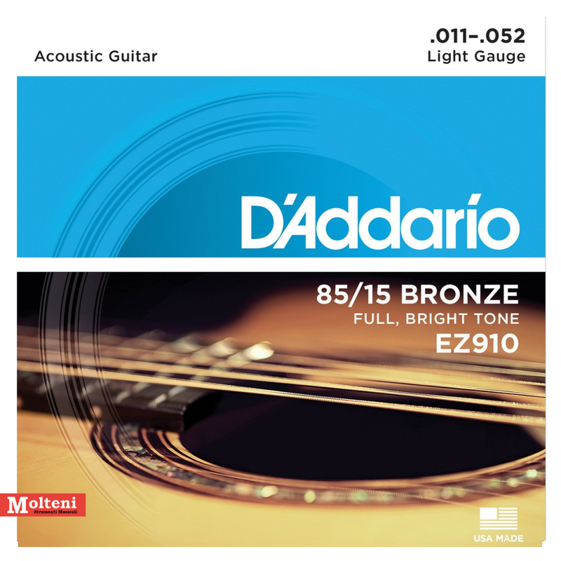 D'Addario EZ910 Set corde chit acustica/folk 11-52 Bronze