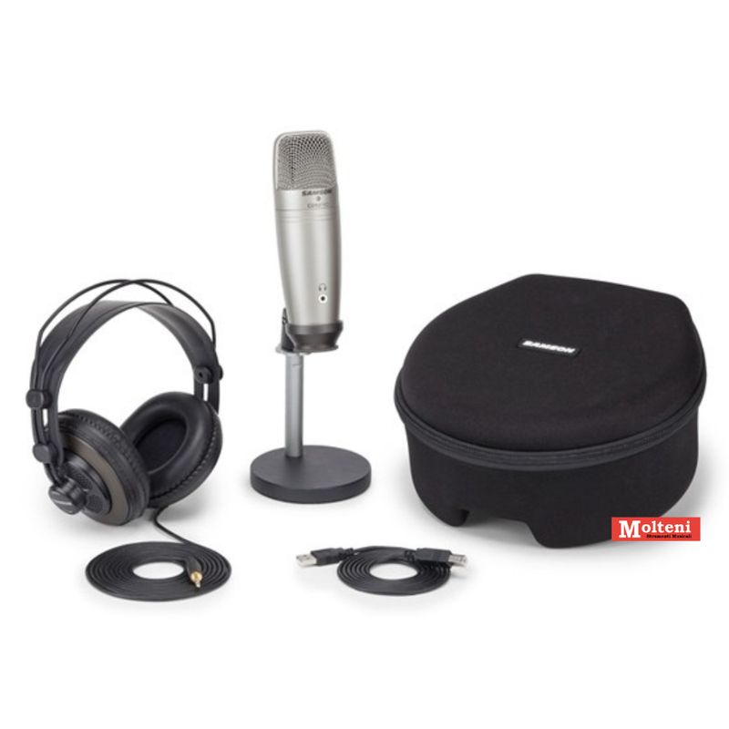 SAMSON C01PRO PODCASTING PACK - Microfono a condensatore da studio USB con accessori