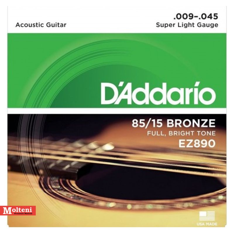 D'Addario EZ890 Set corde chit acustica/folk 09-45 Bronze