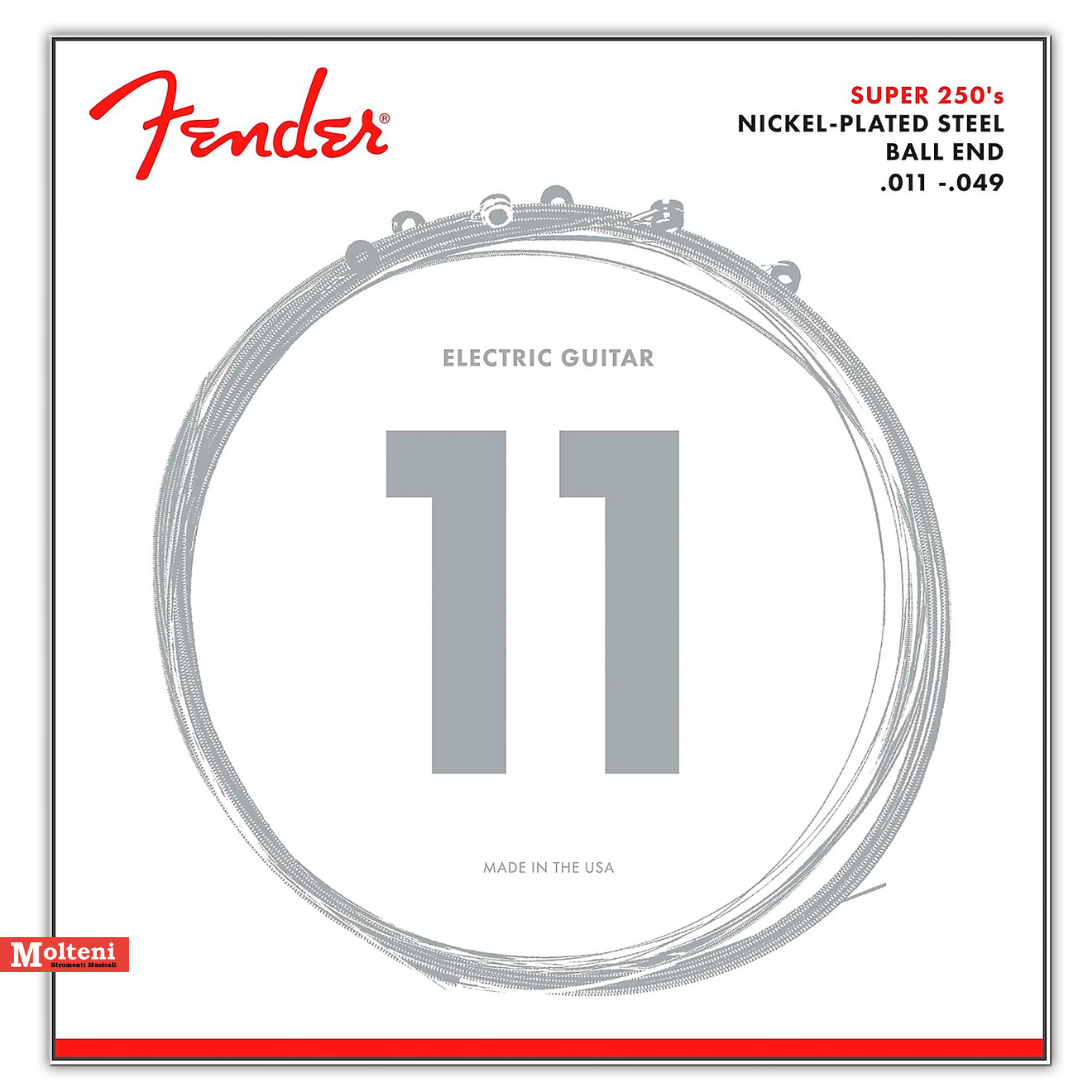 Fender SUPER 250M - Set corde per chitarra elettrica 11-49 NICKEL-PLATED STEEL Fender SUPER 250M - Set corde per chitarra elettrica 11-49 NICKEL-PLATED STEEL