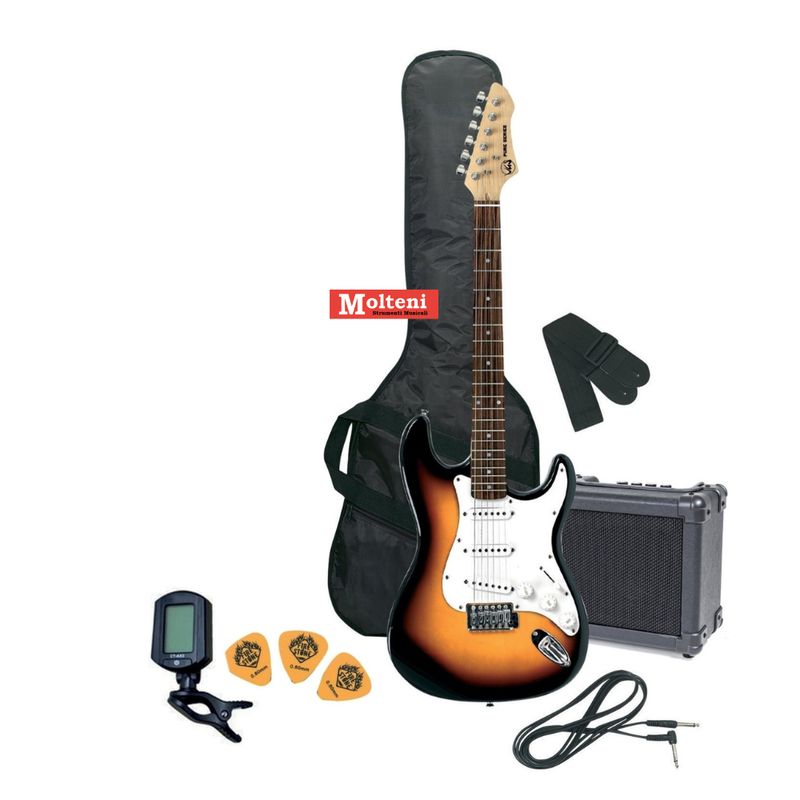 Gewapure Pack chitarra elettrica colore sunburst + ampli + accessori