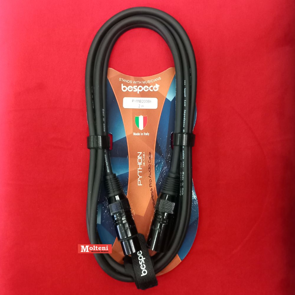 Bespeco PYMB200BK – Cavo XLR-XLR mt. 2 per microfono o cassa amplificata