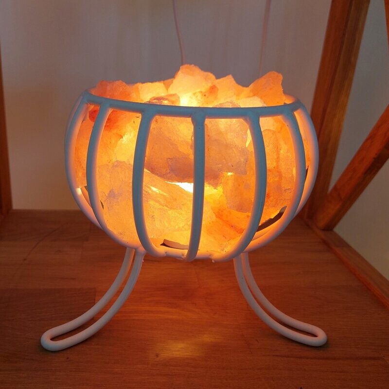 Salzlampe "FEUERKORB" - weiß