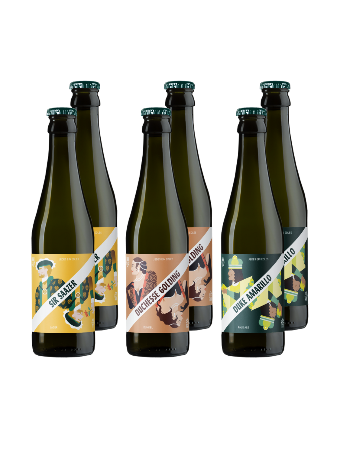 Gemischtes Sixpack mit drei Biersorten