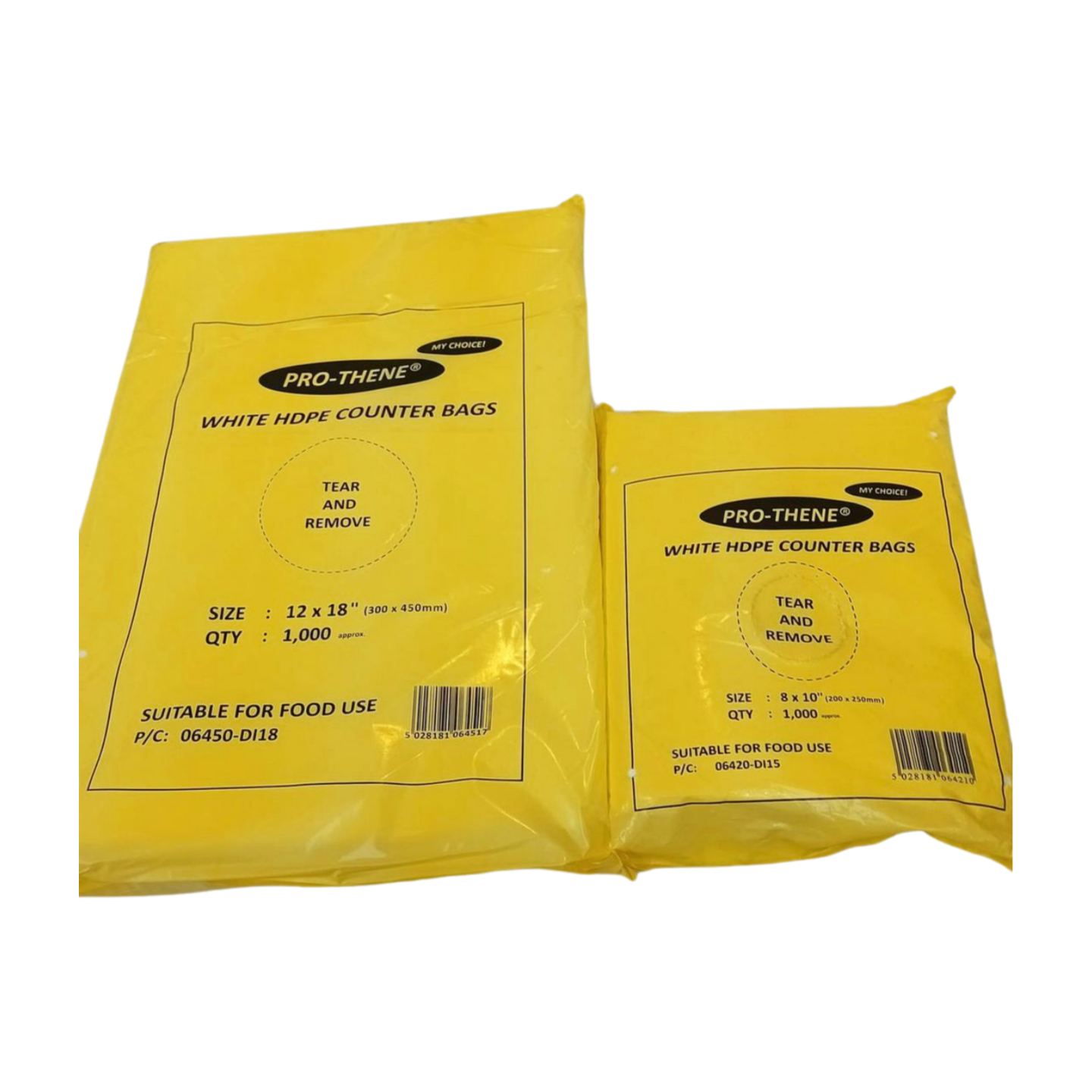 White Hdpe Counter Bags Sizes 8x10,10x12,12,18