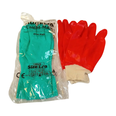 Red PVC Dip Knit Wrist or Green Cuff Gloves