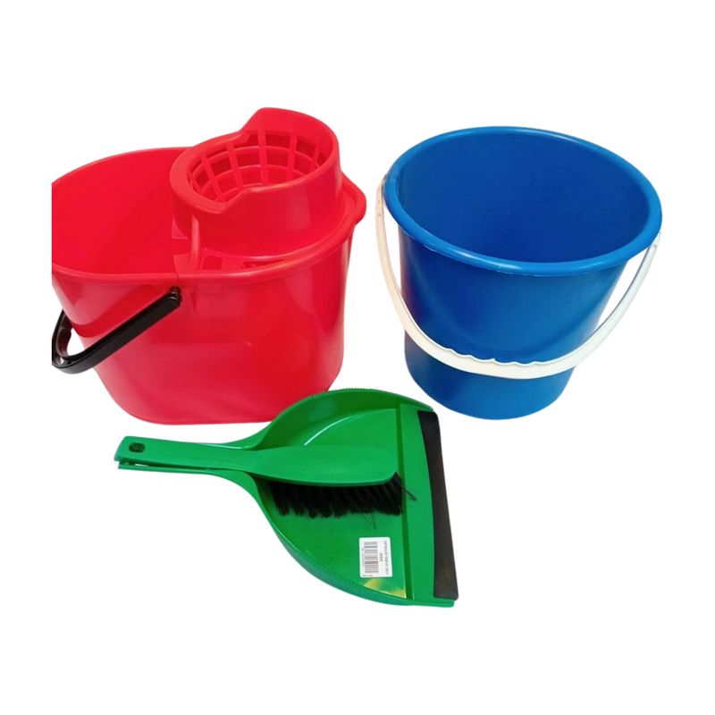 Dust pan & Brush in Assorted Colours Plastic Bucket or Mop Bucket in Assorted Colours